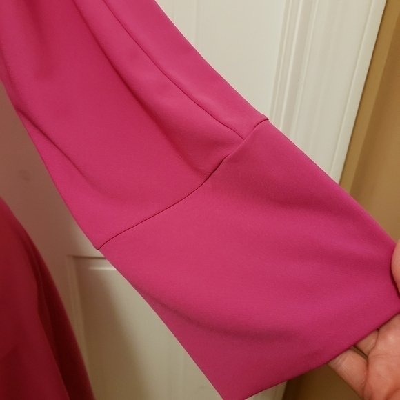 Moda International Women's Pink V-Neck Long Sleeve A-Line Pleated Dress … - Picture 2 of 12